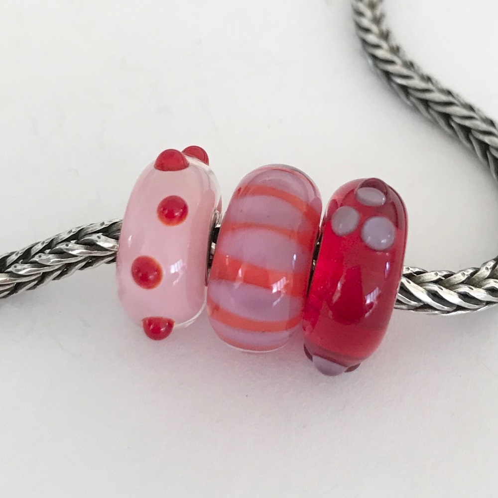 Authentic Trollbeads 3 Bead Set Glass New